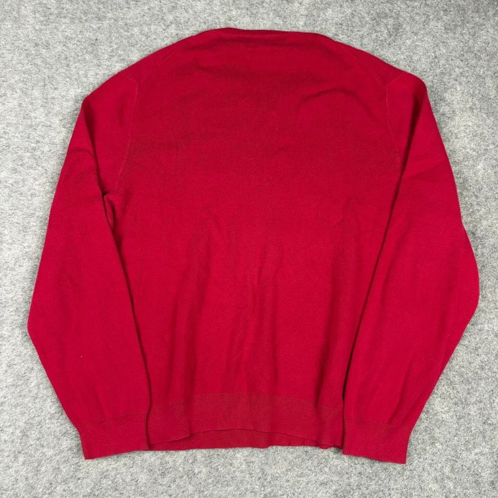 Polo Ralph Lauren V-Neck Sweater Mens Medium Red Pima Cotton Old Money Golf